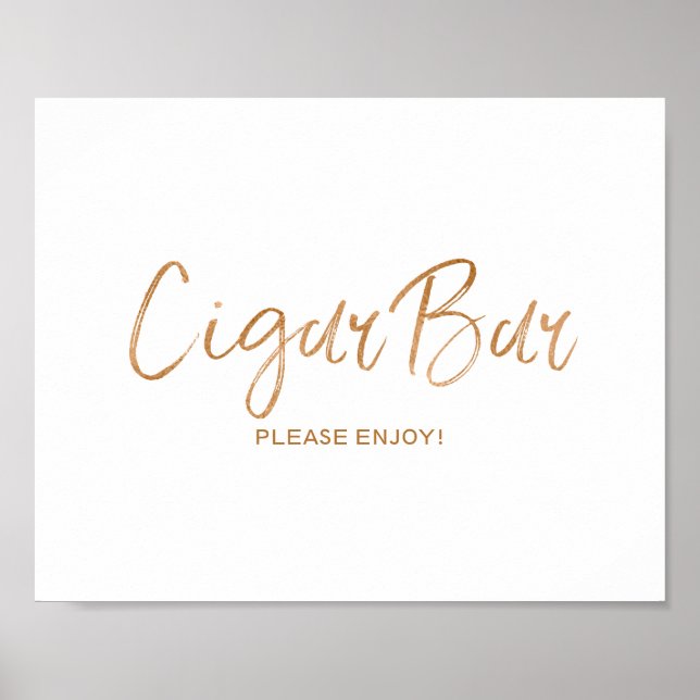 Affiche Cigar Bar 8x10 Rose élégant Mariage or Signal (Devant)