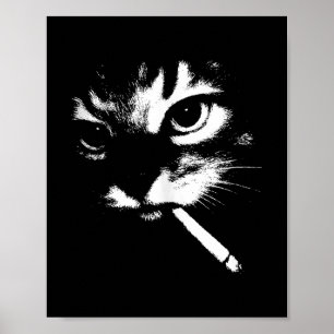 Affiche Cigarette Kitten Drôle Fumer Mème Chat Gangster C
