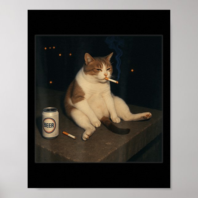 Affiche Cigarette Kitten Drôle Fumer Mème Chat Stud (Devant)
