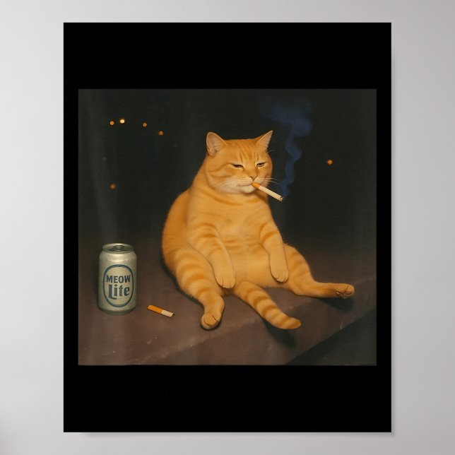 Affiche Cigarette Kitten Gen Z Plaisanter Fumer Mème Chat  (Devant)