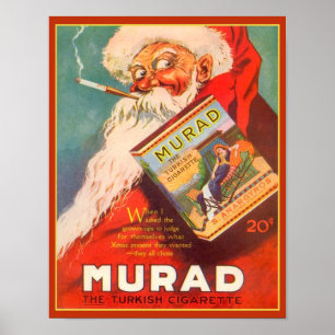 Affiche Cigarette turque de Murad 1919 Père Noël