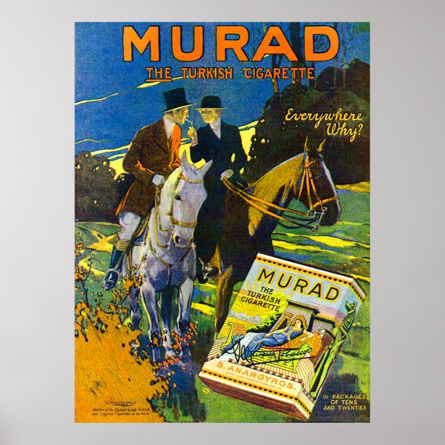 Affiche Cigarettes De Murad 1910 La Cigarette Turque (Devant)
