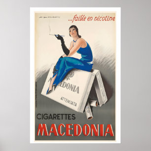 Affiche Cigarettes Macédoine Faible nicotine Vintage