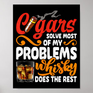 Affiche Cigars Et Whiskey Lover Drôle Boire Graphique De C