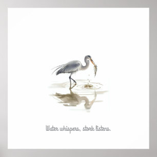 Affiche Cigogne dans l'eau