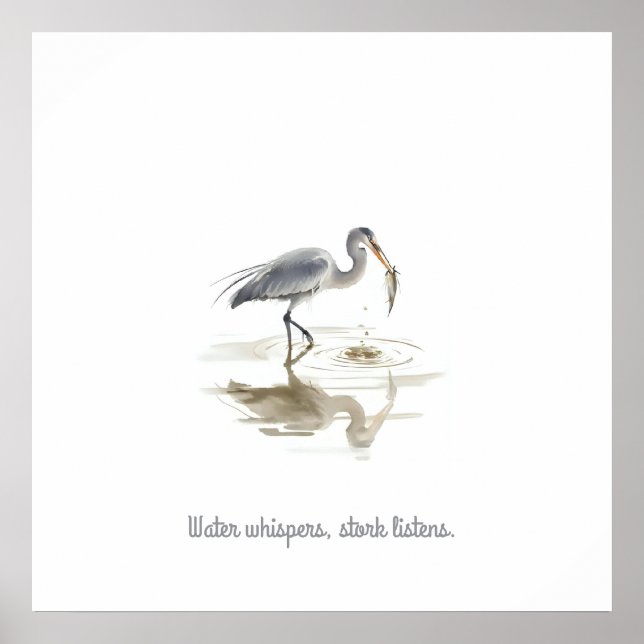 Affiche Cigogne dans l'eau (Devant)