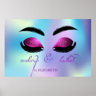 Affiche Cils faux brillants adorables, holographique