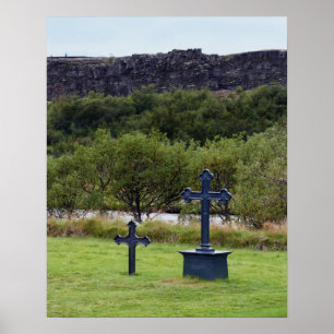 Affiche Cimetière de l'église de Thingvellir, Islande