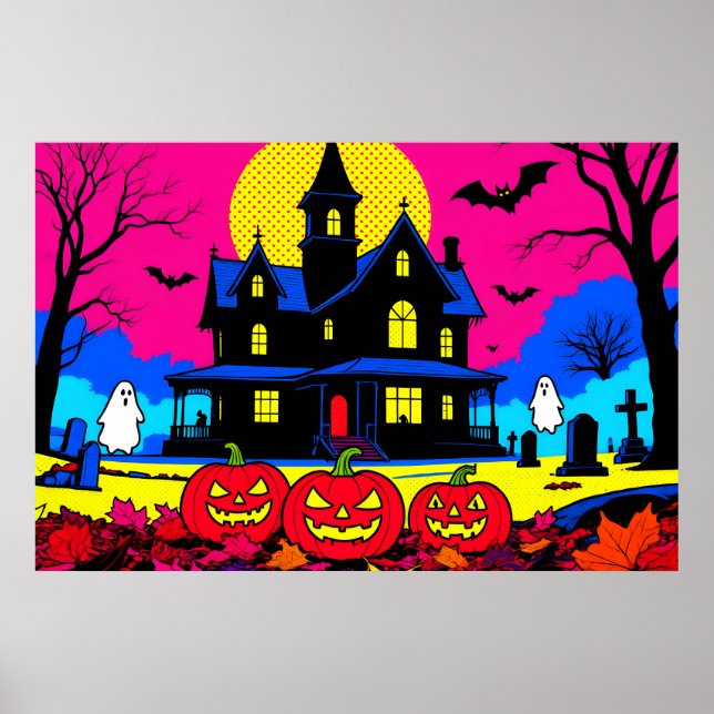 Affiche Cimetière d'Halloween de l'art pop moderne (Devant)