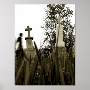 Affiche Cimetière Gothique Tombstones Sepia Vintage Angel