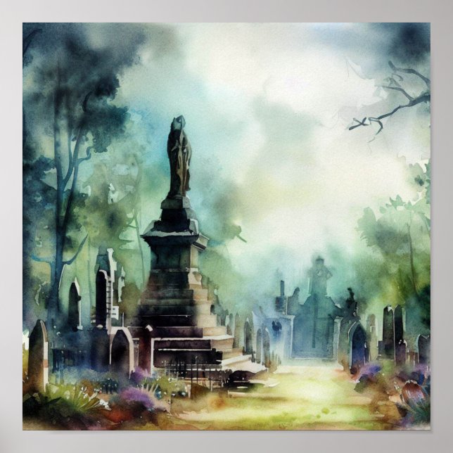 Affiche Cimetière London-Highland (D), Aquarelle (Devant)