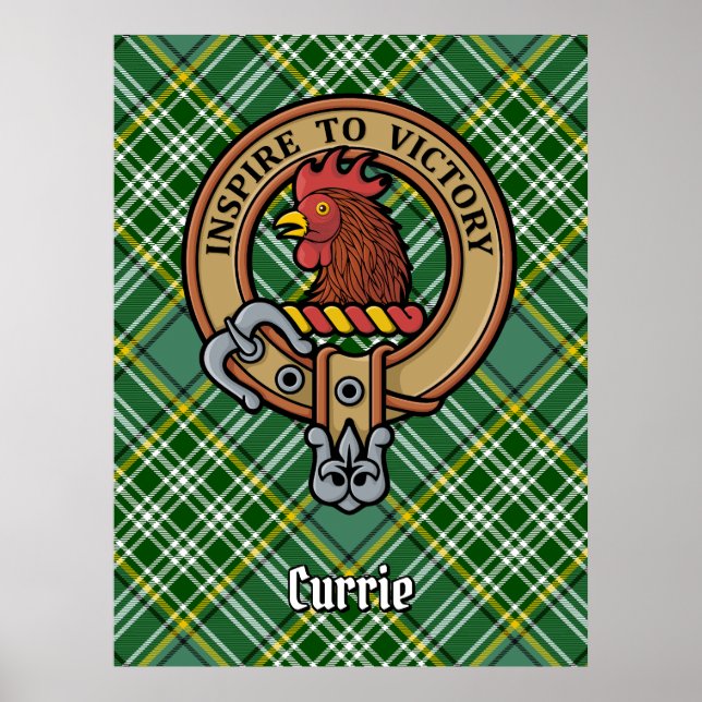 Affiche Cimier de coq Clan Currie sur Tartan (Devant)