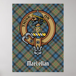 Affiche Cimier du clan MacLellan sur tartan ancien