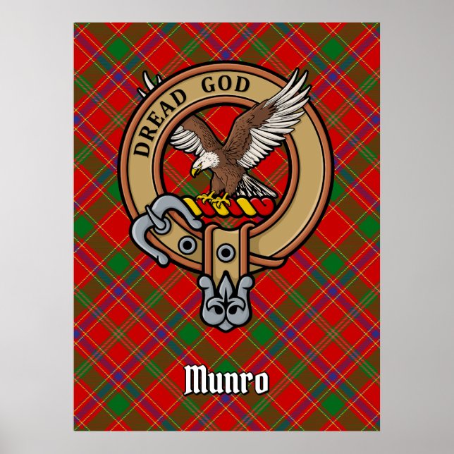 Affiche Cimier du clan Munro sur tartan (Devant)