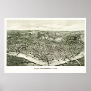 Affiche Cincinnati, OH Carte panoramique - 1900