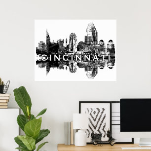 Affiche Cincinnati, Ohio in black and white