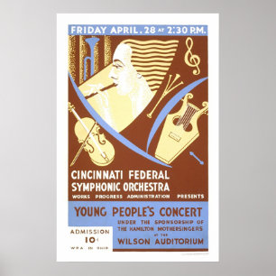 Affiche Cincinnati Orchestra 1939 WPA