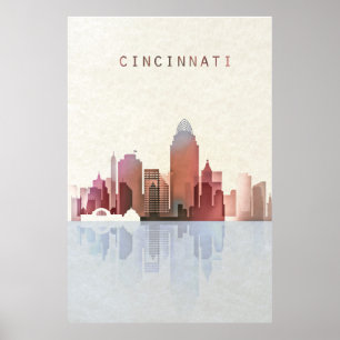 Affiche Cincinnati Skyline, Cincinnati Poster, Ohio Art