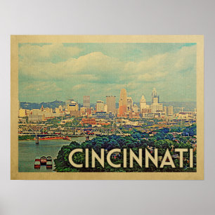 Affiche Cincinnati Vintage voyage de l'Ohio
