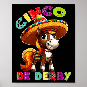 Affiche Cinco De Derby Party Horse Racing Poncho Sombrero