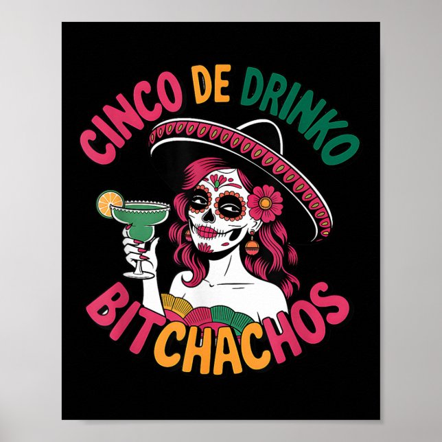 Affiche Cinco De Drinko Achos Funny Parti Mexicain Cinco D (Devant)