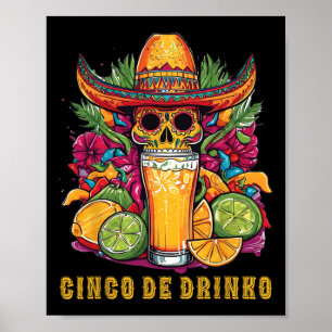 Affiche Cinco De Drinko Amusant Cinco De Mayo Party Boire