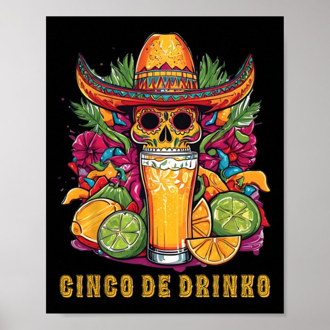 Affiche Cinco De Drinko Amusant Cinco De Mayo Party Boire (Devant)