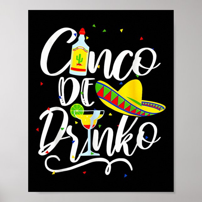 Affiche Cinco De Drinko Drôle Cinco De Mayo Hommes Femmes  (Devant)