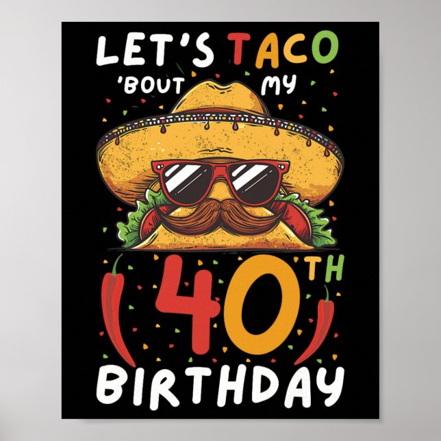 Affiche Cinco De Mayo 40e Anniversaire Taco Age 40 Bi Mexi (Devant)