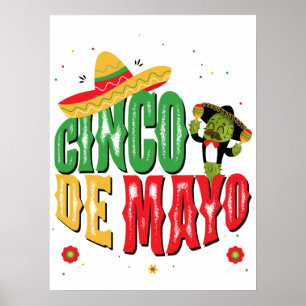 Affiche Cinco De Mayo Avec Casquette Cactus Funny Cinco De