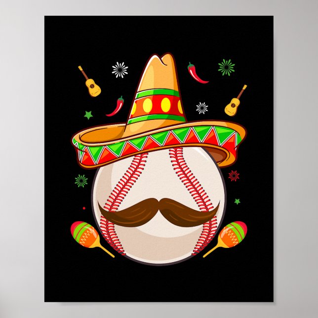 Affiche Cinco De Mayo Baseball Maman Fête Mexicaine (Devant)