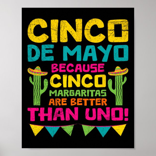 Affiche Cinco De Mayo Becauso Cinco Margaritas (Devant)