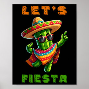 Affiche Cinco De Mayo Cactus Mexicain Poncho Sombrero Casq