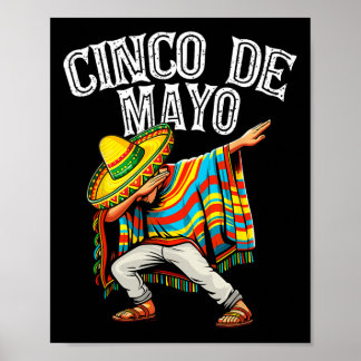 Affiche Cinco De Mayo Dabbing Mexicain Poncho Sombrero Cas
