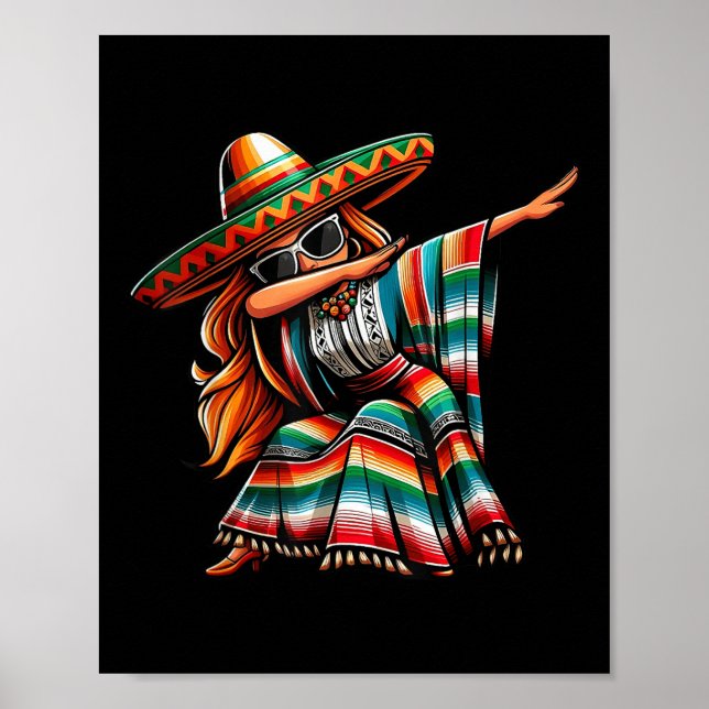Affiche Cinco De Mayo Dabbing Mexicaine Femmes Drôle Cinco (Devant)
