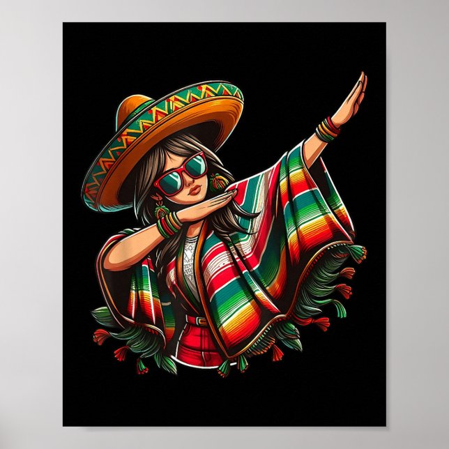 Affiche Cinco De Mayo Dabbing Mexicaine Femmes Drôle Cinco (Devant)