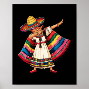 Affiche Cinco De Mayo Dabbing Mexicaine Filles Sombrero Po