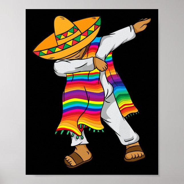Affiche Cinco De Mayo Dabbing Mexicaine Poncho Enfants (Devant)