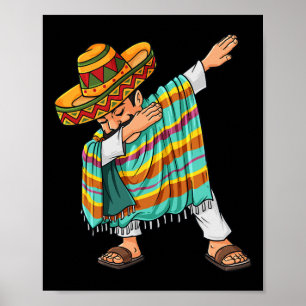 Affiche Cinco De Mayo Dabbing Poncho Sombrero Funny Mexica