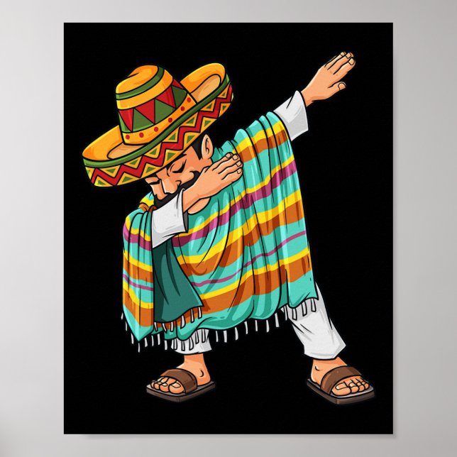 Affiche Cinco De Mayo Dabbing Poncho Sombrero Funny Mexica (Devant)