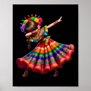 Affiche Cinco De Mayo Drôle Mexicaine Dabbing Femme Cinco 
