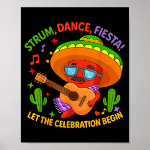 Affiche Cinco de mayo drôle piment chapeau strum
