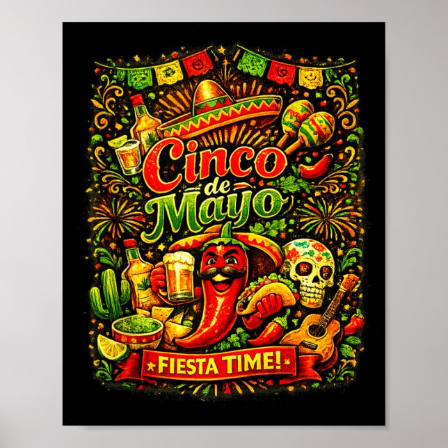 Affiche Cinco de mayo, faisons la fête, fiesta mexicaine C (Devant)