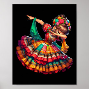 Affiche Cinco De Mayo Femme Mexicaine Drôle Dabbing Cinco