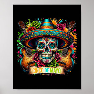 Affiche Cinco De Mayo Femmes Filles Enfants Mexicain Crâne