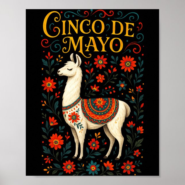 Affiche Cinco de mayo - fête de la llama art  (Devant)