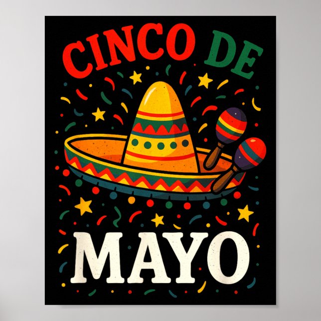 Affiche Cinco de mayo - fête mexicaine drôle de fiesta  (Devant)