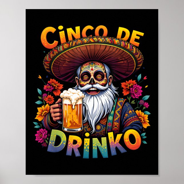 Affiche Cinco De Mayo Fiesta Funny Mexicain Cinco De Drink (Devant)
