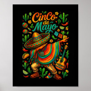 Affiche Cinco De Mayo Fiesta Mexicaine Boy Poncho Party Po