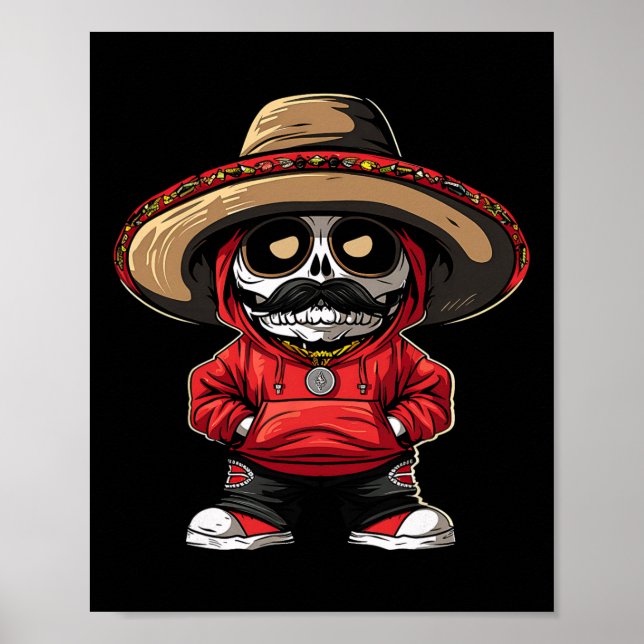 Affiche Cinco De Mayo Fiesta Mexico Skeleton Party Sombrer (Devant)